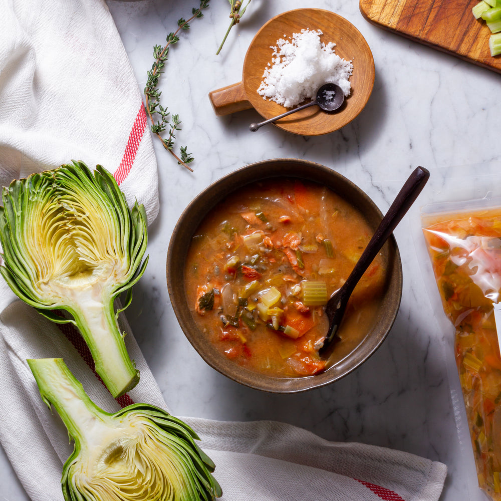 
            
                Load image into Gallery viewer, Smoked Wild Salmon Soup w/ Wild Rice &amp;amp; Artichokes
            
        